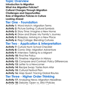 Cultural Impact Of Migration Policies Worksheet Activity Booklet