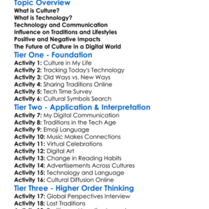 Cultural Impact Of Technology Worksheet Activity Booklet