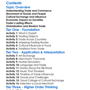 Cultural Impact Of Trade And Commerce Worksheet Activity Booklet