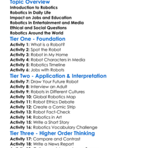 Cultural Impacts Of Robotics Worksheet Activity Booklet