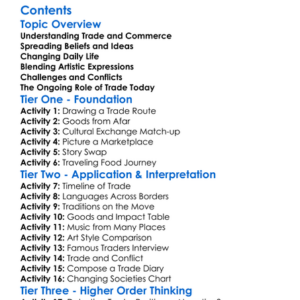 Cultural Impacts Of Trade And Commerce Worksheet Activity Booklet