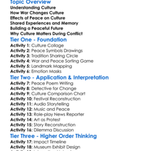 Cultural Impacts Of War And Peace Worksheet Activity Booklet