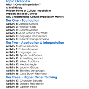 Cultural Imperialism Worksheet Activity Booklet