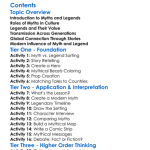 Cultural Importance Of Myth And Legend Worksheet Activity Booklet