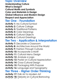 Cultural Influence In Design Worksheet Activity Booklet
