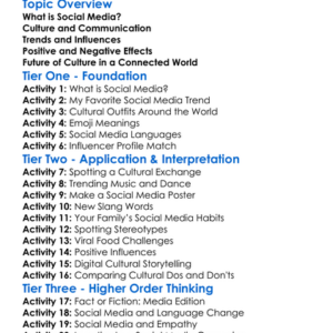 Cultural Influence Of Social Media Worksheet Activity Booklet