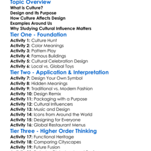 Cultural Influence On Design Worksheet Activity Booklet