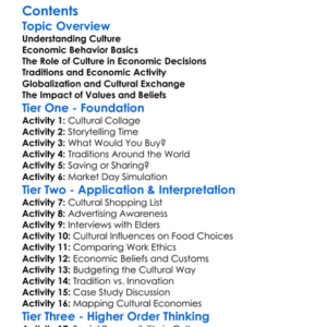 Cultural Influence On Economic Behavior Worksheet Activity Booklet