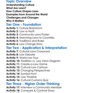 Cultural Influence On Laws Worksheet Activity Booklet