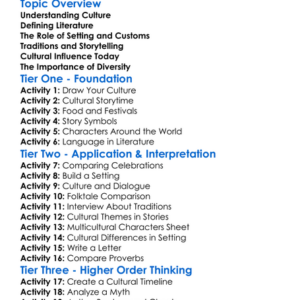 Cultural Influence On Literature Worksheet Activity Booklet