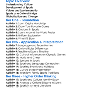 Cultural Influence On Sports Worksheet Activity Booklet
