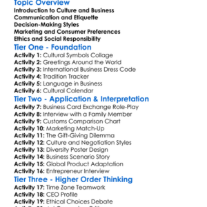 Cultural Influences In Business Worksheet Activity Booklet
