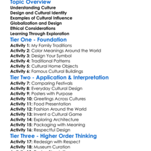Cultural Influences In Design Worksheet Activity Booklet