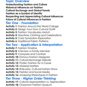 Cultural Influences In Fashion Worksheet Activity Booklet