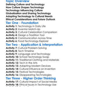 Cultural Influences In Technology Worksheet Activity Booklet