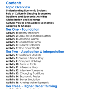 Cultural Influences On Economic Systems Worksheet Activity Booklet