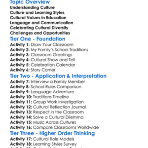 Cultural Influences On Education Worksheet Activity Booklet