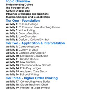 Cultural Influences On Law Worksheet Activity Booklet
