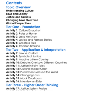 Cultural Influences On Laws And Justice Worksheet Activity Booklet