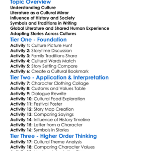Cultural Influences On Literature Worksheet Activity Booklet