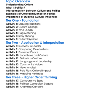 Cultural Influences On Politics Worksheet Activity Booklet
