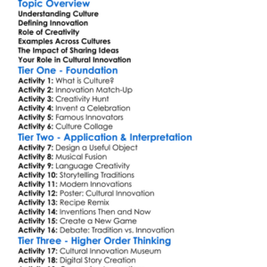 Cultural Innovation And Creativity Worksheet Activity Booklet