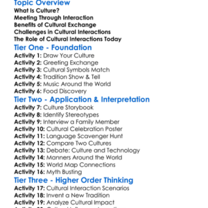 Cultural Interactions Worksheet Activity Booklet