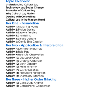 Cultural Lag Worksheet Activity Booklet