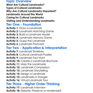 Cultural Landmarks Worksheet Activity Booklet
