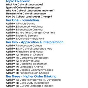 Cultural Landscapes Worksheet Activity Booklet