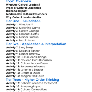 Cultural Leaders Worksheet Activity Booklet
