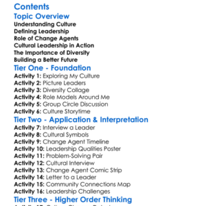 Cultural Leadership And Change Agents Worksheet Activity Booklet