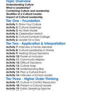 Cultural Leadership Worksheet Activity Booklet