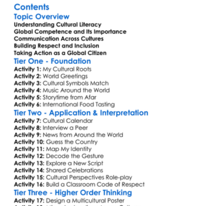 Cultural Literacy And Global Competence Worksheet Activity Booklet