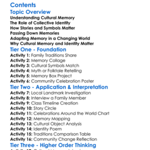 Cultural Memory And Collective Identity Worksheet Activity Booklet