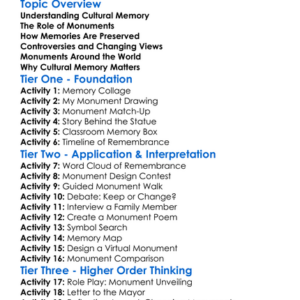 Cultural Memory And Monuments Worksheet Activity Booklet