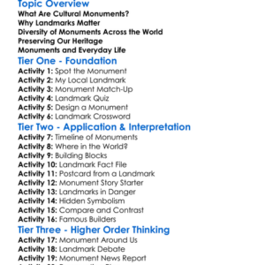 Cultural Monuments And Landmarks Worksheet Activity Booklet