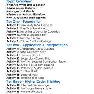Cultural Myths And Legends Worksheet Activity Booklet