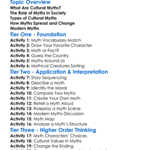 Cultural Myths Worksheet Activity Booklet
