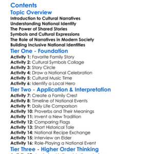 Cultural Narratives And National Identity Worksheet Activity Booklet