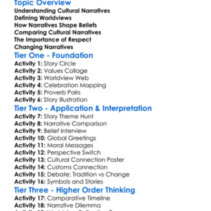 Cultural Narratives And Worldviews Worksheet Activity Booklet