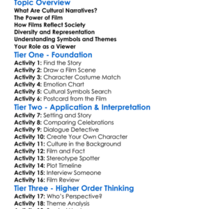 Cultural Narratives In Film Worksheet Activity Booklet
