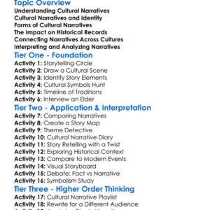 Cultural Narratives In History Worksheet Activity Booklet
