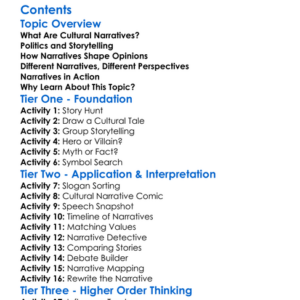 Cultural Narratives In Political Discourse Worksheet Activity Booklet