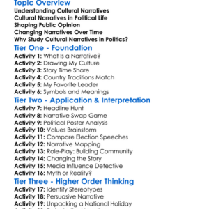 Cultural Narratives In Politics Worksheet Activity Booklet
