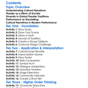 Cultural Narratives In Theater And Performance Worksheet Activity Booklet