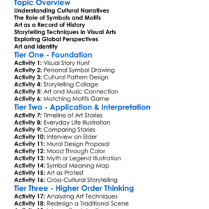 Cultural Narratives In Visual Arts Worksheet Activity Booklet