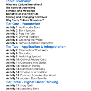 Cultural Narratives Worksheet Activity Booklet