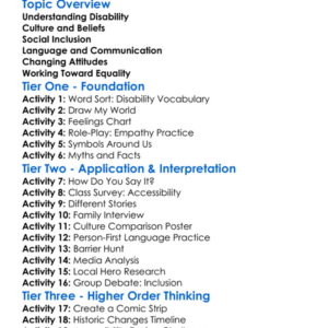 Cultural Perceptions Of Disability Worksheet Activity Booklet
