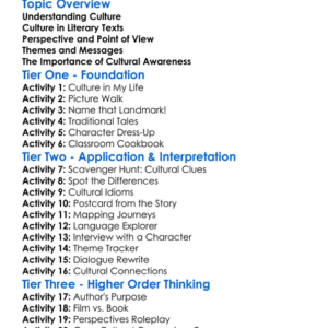 Cultural Perspectives In Literature Worksheet Activity Booklet